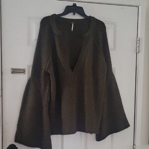 We The Free Olive V-Neck Sweater